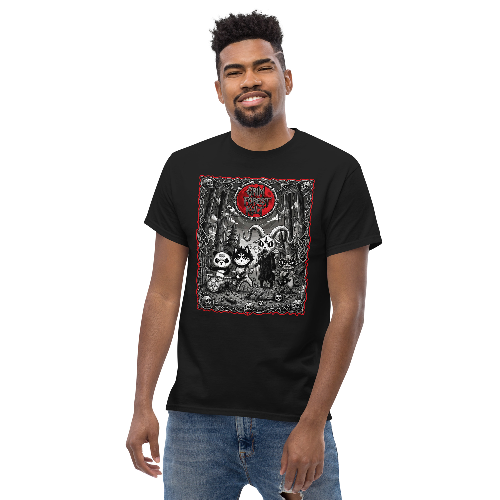 Grim Forest Kvlt - Cute Black Metal Band in the Woods Camiseta clásica unisex - Imatge 2