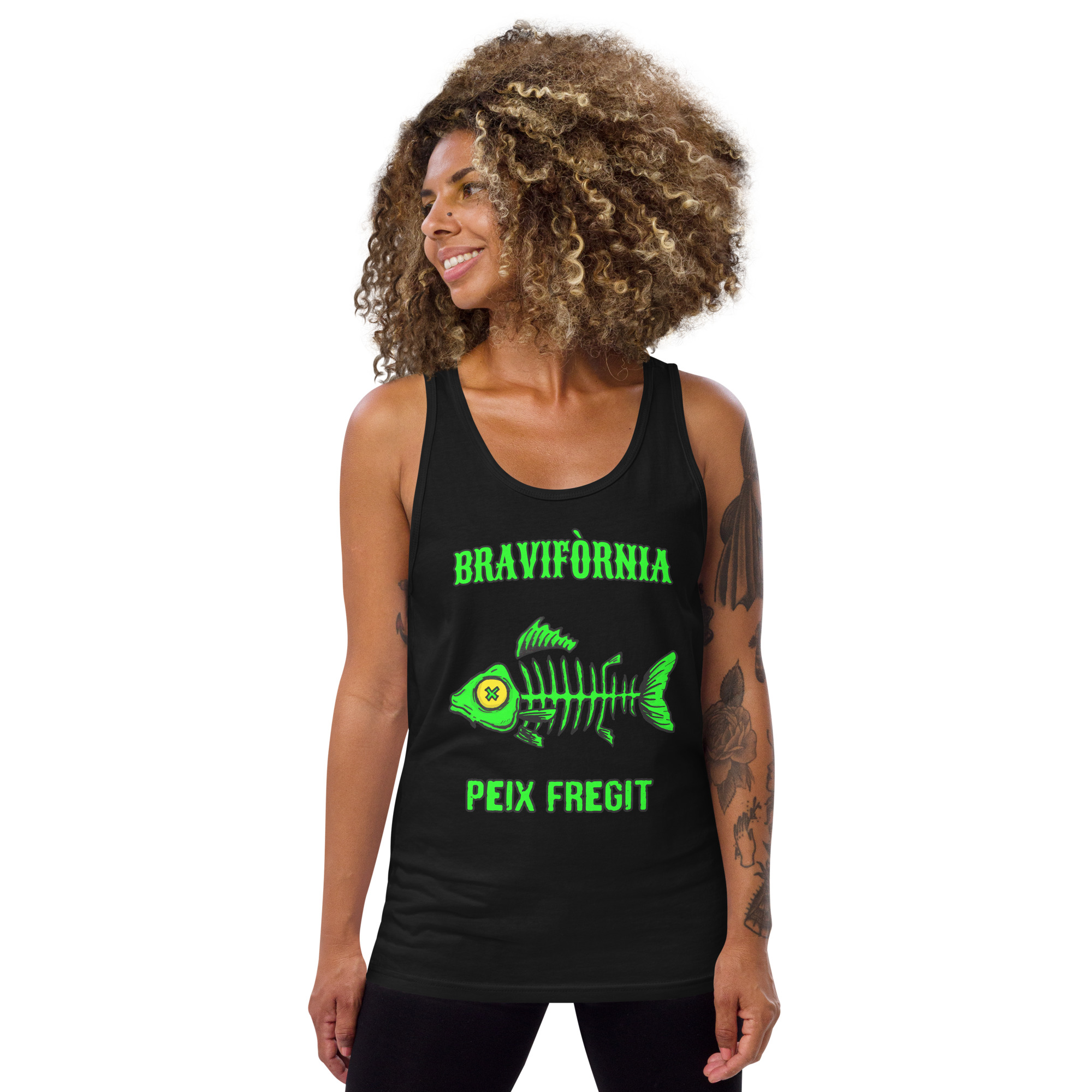 BRAVIFÒRNIA - Peix Fregit (Neon Fish Skeleton Surf & Skate) Camiseta clásica unisexCamiseta de tirantes para hombre - Imatge 2