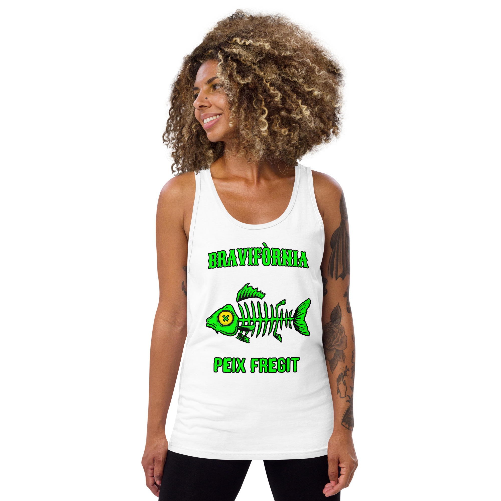 BRAVIFÒRNIA - Peix Fregit (Neon Fish Skeleton Surf & Skate) Camiseta clásica unisexCamiseta de tirantes para hombre - Imatge 4