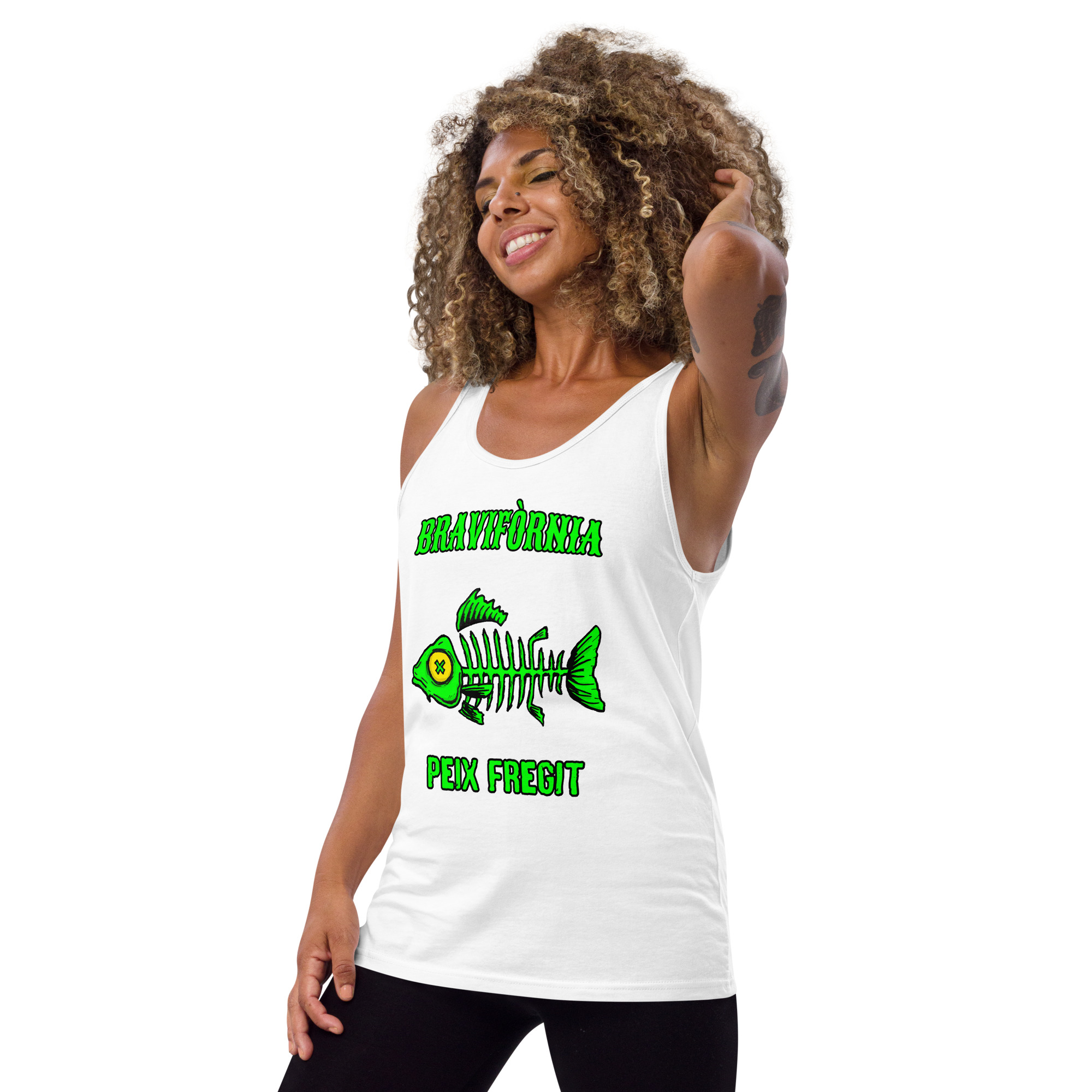 BRAVIFÒRNIA - Peix Fregit (Neon Fish Skeleton Surf & Skate) Camiseta clásica unisexCamiseta de tirantes para hombre - Imatge 5